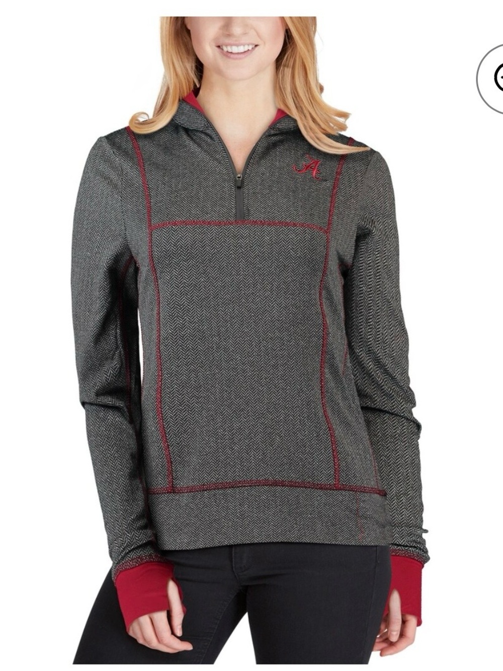 Colosseum Alabama Gray Chevron Quarter-Zip Hoodie with Crimson Trim - small